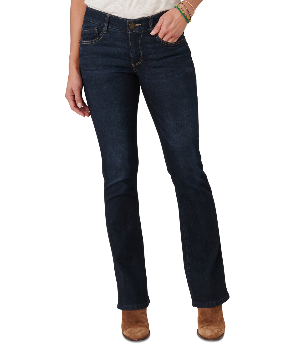 Petite "Ab"solution Luxe Touch Itty Bitty Bootcut Jeans - Blue Vintage