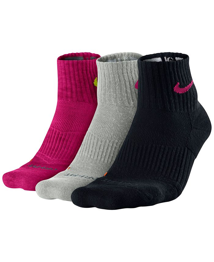 Nike Dri-FIT Cushion Quarter Socks 3-Pack - Macy's
