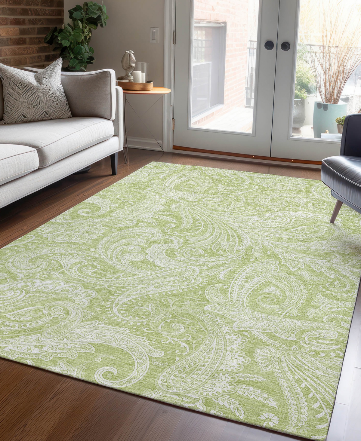 Addison Chantille Machine Washable Acn654 5'x7'6" Area Rug In Moss