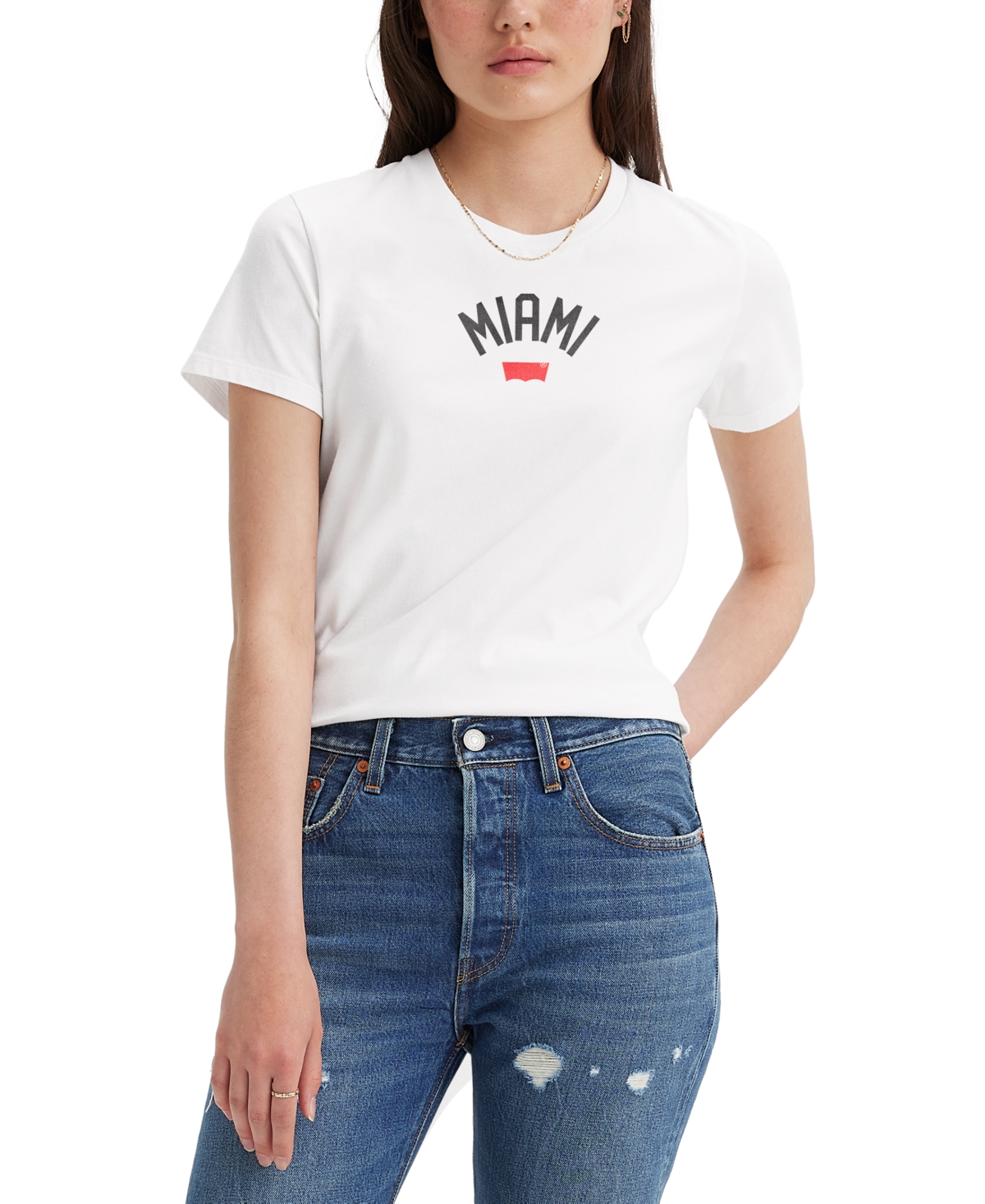 Women's The Perfect Cotton City Graphic T-Shirt - Miami Arc White