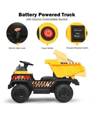 12V Kids Ride On Dump Truck with Electric Bucket and Dump Bed