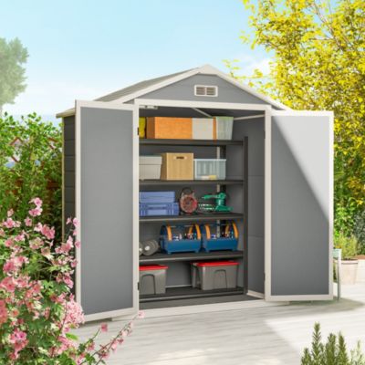 Outdoor Storage Shed 6&#39; x 4.5&#39; w/ Lockable Doors &amp; Window,