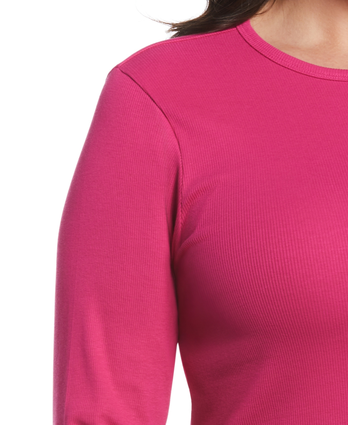 ELLA RAFAELLA PLUS SIZE RIBBED CREW NECK LONG SLEEVE TOP 