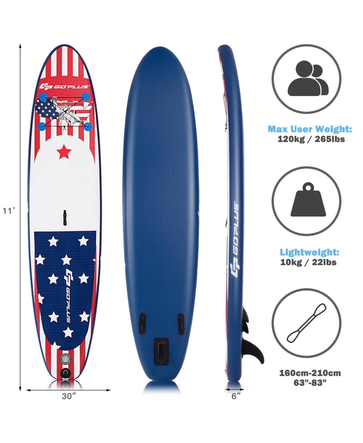11' Inflatable Stand Up Paddle Board Surfboard