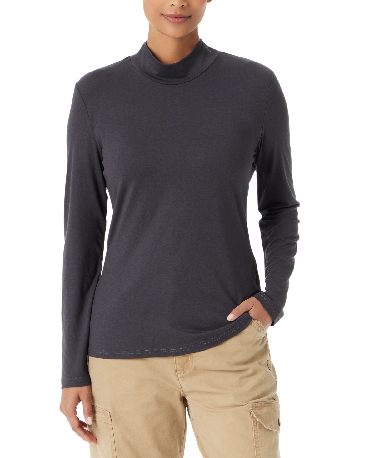 Bass Outdoor Women's Mock-neck Long-sleeve Top In Black Beauty