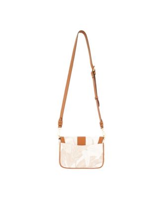 Leather Trim Floral Crossbody Flap