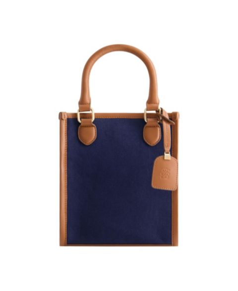 Женская сумка Tommy Bahama Solid Canvas North South Tote with Leather Trim, цвет: Тёмно-синий