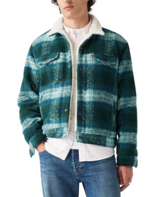 Levi s Men s Fleece Lined Snap Front Plaid Trucker Jacket Macy s