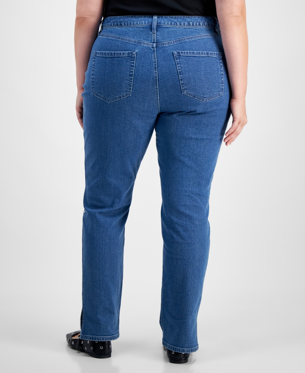 I.n.c. International Concepts Plus Size High-Rise Rhinestone-Trim Jeans, Created for Macy's