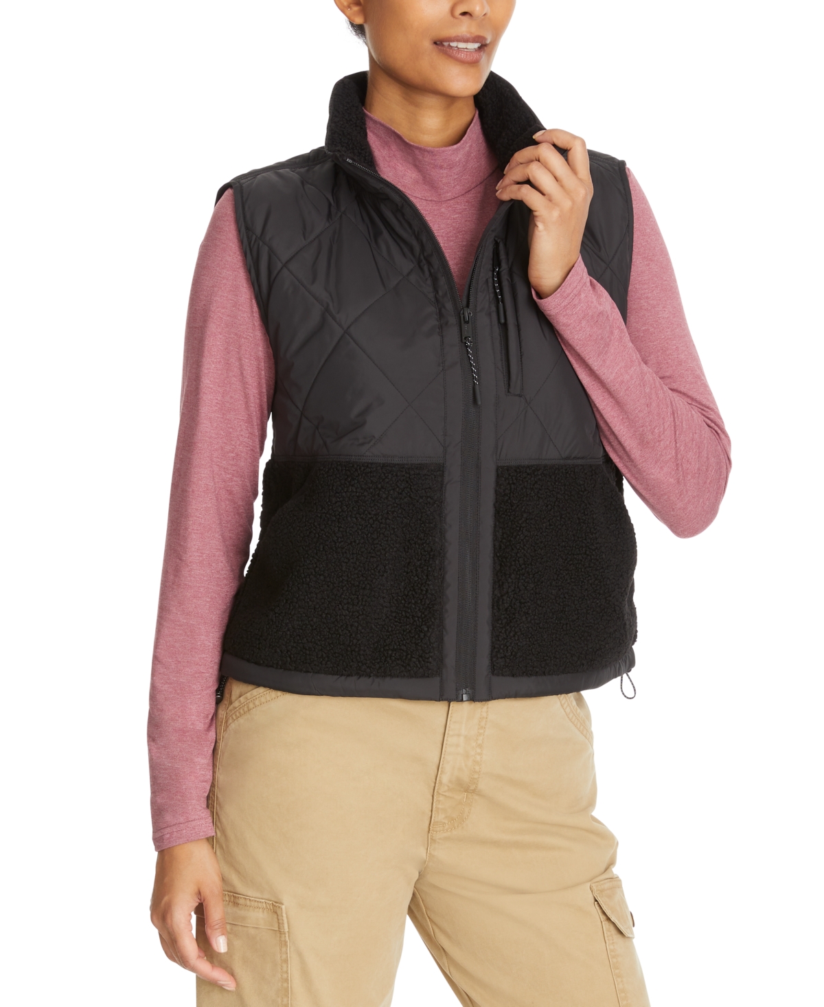 Women's Mixed-Media Zip-Front Campfire Vest - Black Beauty