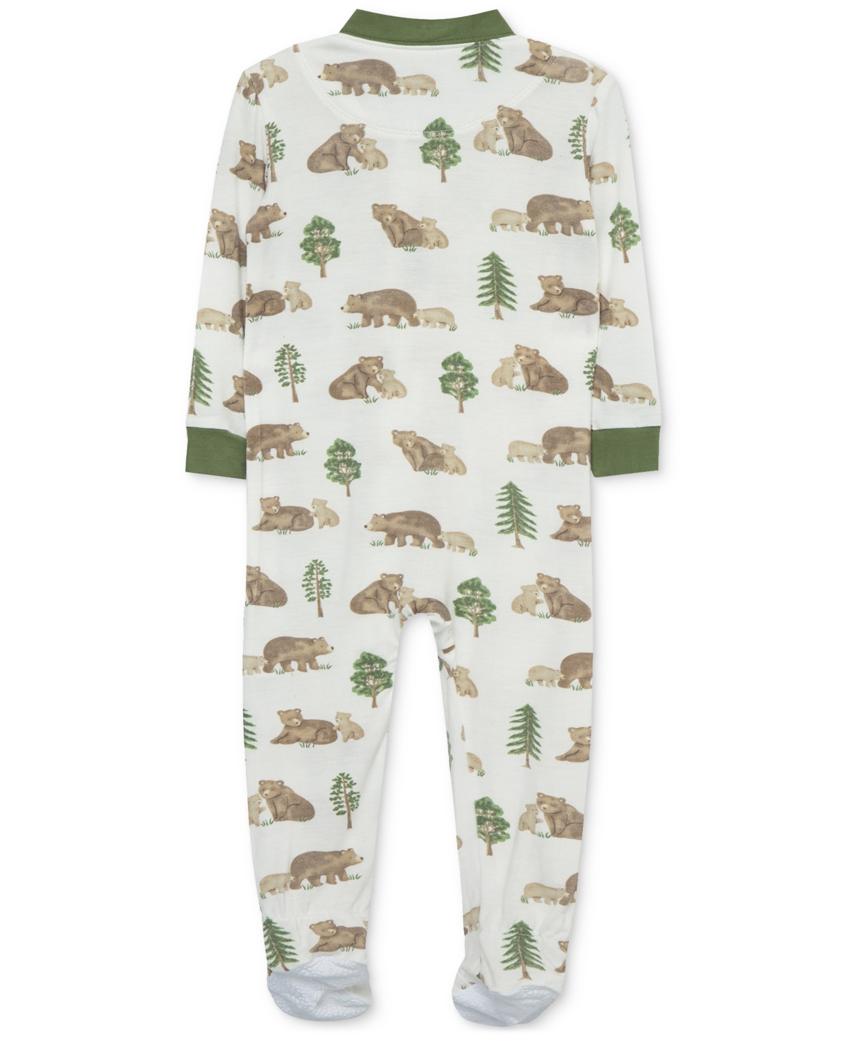 Little Me Baby Boys Bear-Print Zip-Front Footed Pajamas