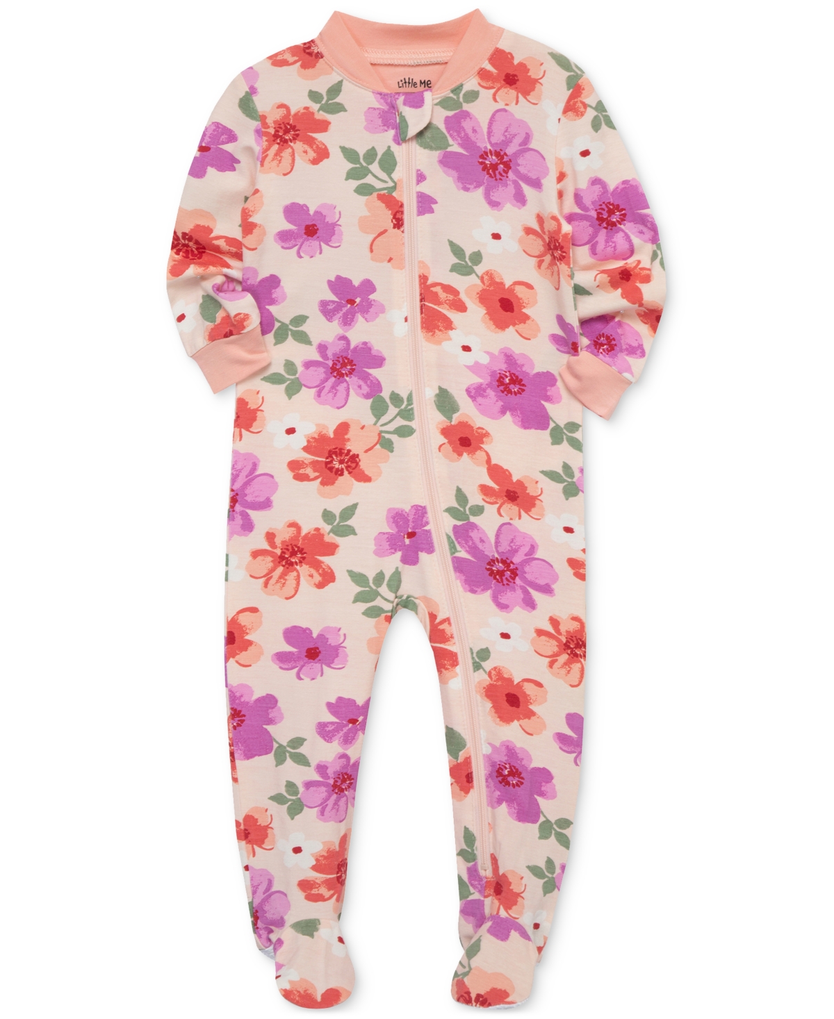Little Me Baby Girls Floral-Print Zip-Front Footed Pajamas