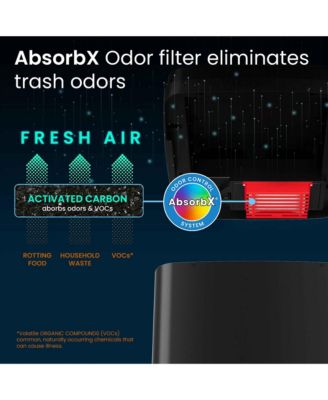 14 Gallon Stainless Steel Sliding Lid Sensor Trash Can with AbsorbX Odor Filter
