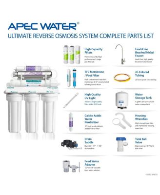 Essence Alkaline Mineral pH+ and UV Ultra-Violet Sterilizer 75 GPD 7-Stage Reverse Osmosis Water Systems for Drinking Water