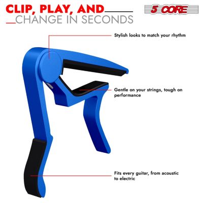 5Core Capo Acoustic Electric Guitar 6 String Kapo Clip For Banjo Mandolin Ukulele - CAPO BLUE 1Pc