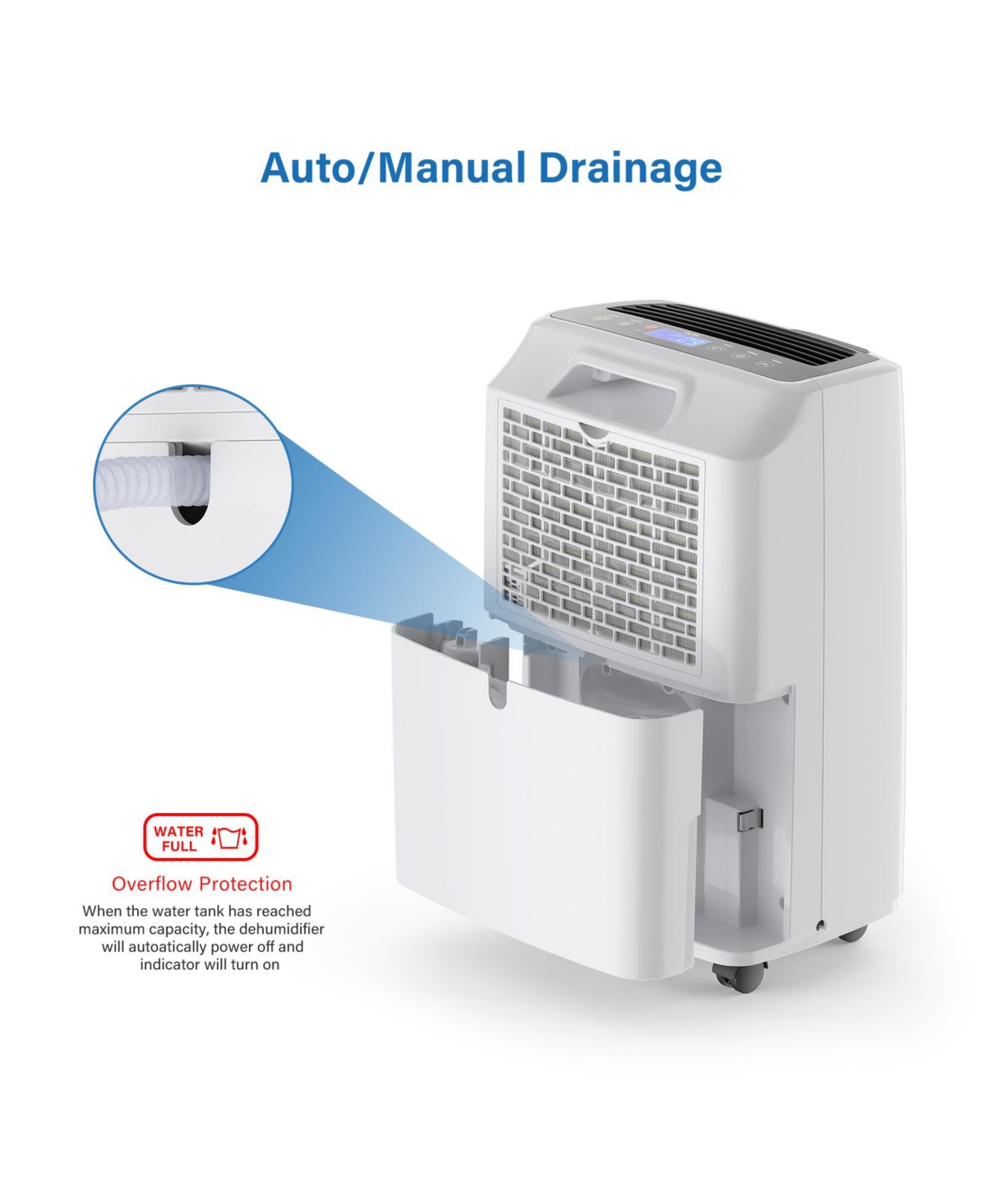 Waykar Yaufey 2500 Sq. Ft Portable Dehumidifiers for Home/Basements, with Drain hose