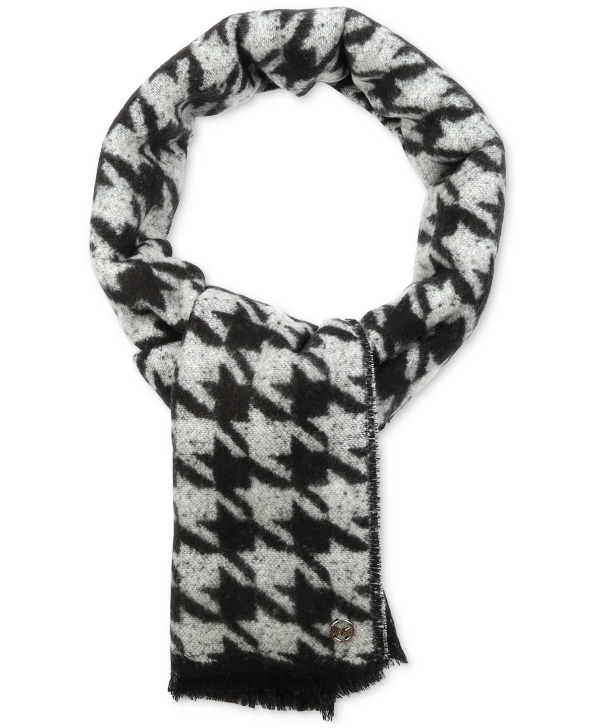 Michael Kors Michael  Women's Houndstooth Wrap Scarf In Black Pearl