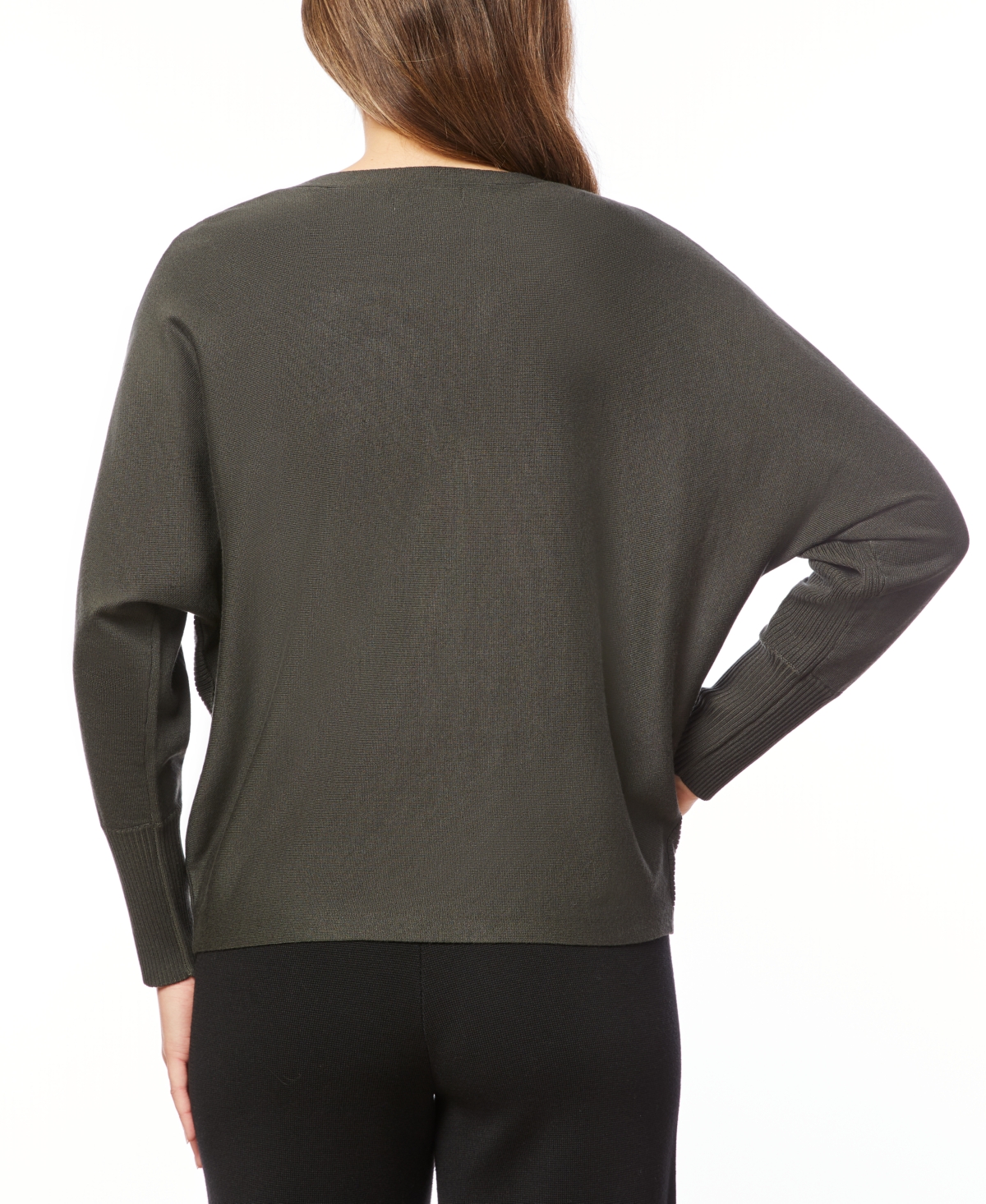 Melissa Paige Women's Ribbed Block-Stitch Dolman-Sleeve Sweater