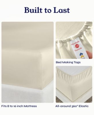 Extra Long Staple 500 Thread Count Cotton Sateen Weave 4 Piece Sheet Set, Queen