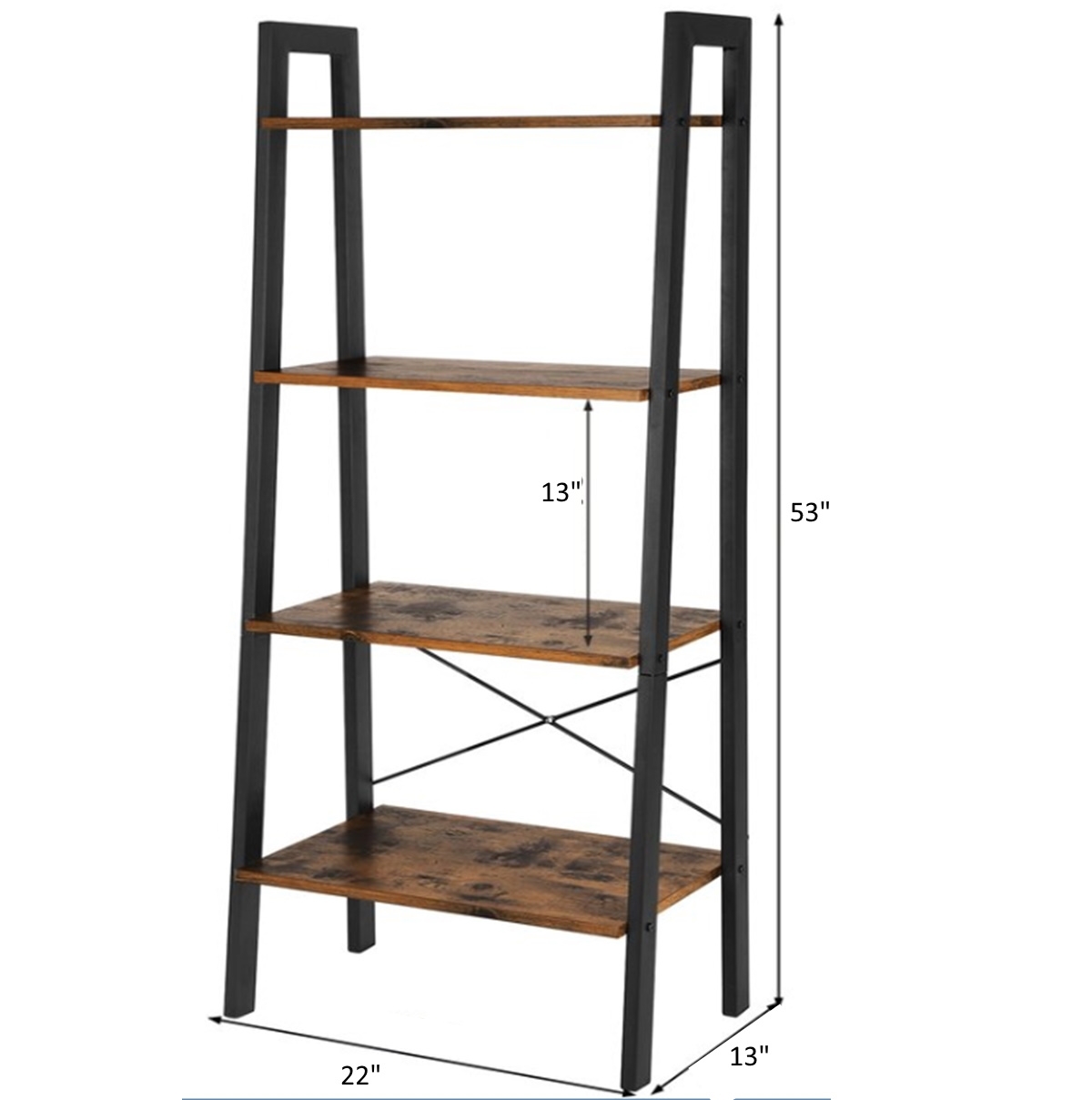 Streamdale Furniture Leon 5 Tier Modern Ladder Bookshelf Organizers, Metal Frame Bookshelf
