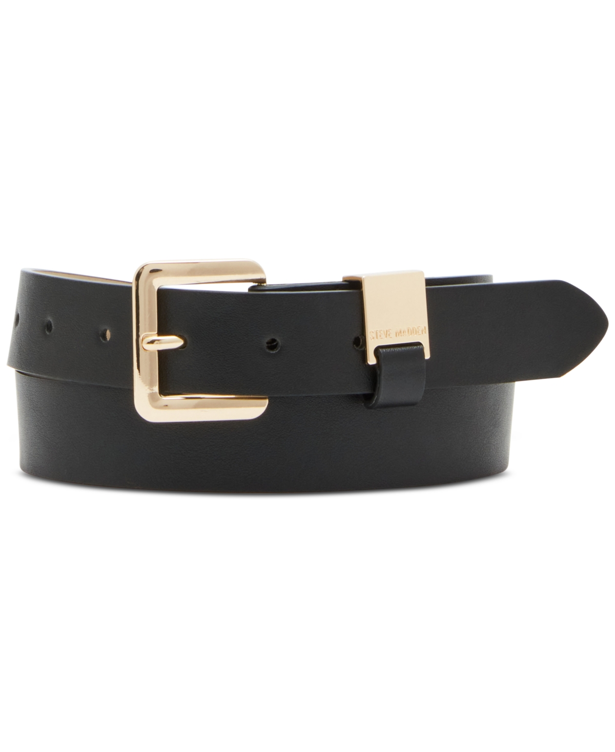 Steve Madden Women's 2-Pc. Faux-Leather Belt Set -Black