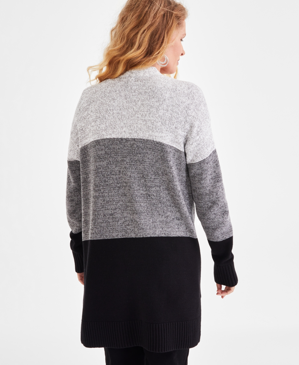 Style & Co Women's Open-Front Colorblocked Cardigan, Created for Macy's