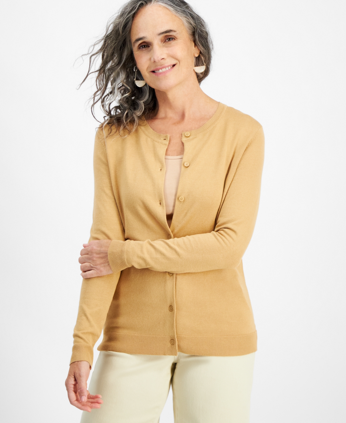 Style & Co Women's Button-up Cardigan, Regular & Petite, Created For Macy's In Icy Coffee