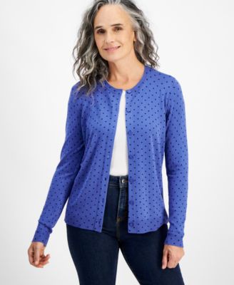 Style & Co - Women's Dot-Print Button-Front Cardigan