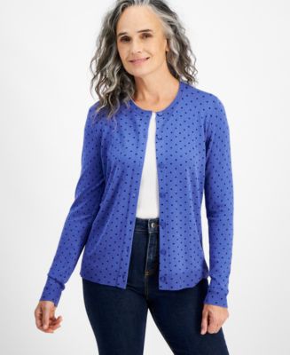 売れ筋商品|||スタイルアンドコー ニット&セーター アウター レディース Women's Printed Crewneck Button-Front Cardigan, Exclusively at Macy's Floral Blue Style & Co Women's Printed Button-Front Cardigan, Created