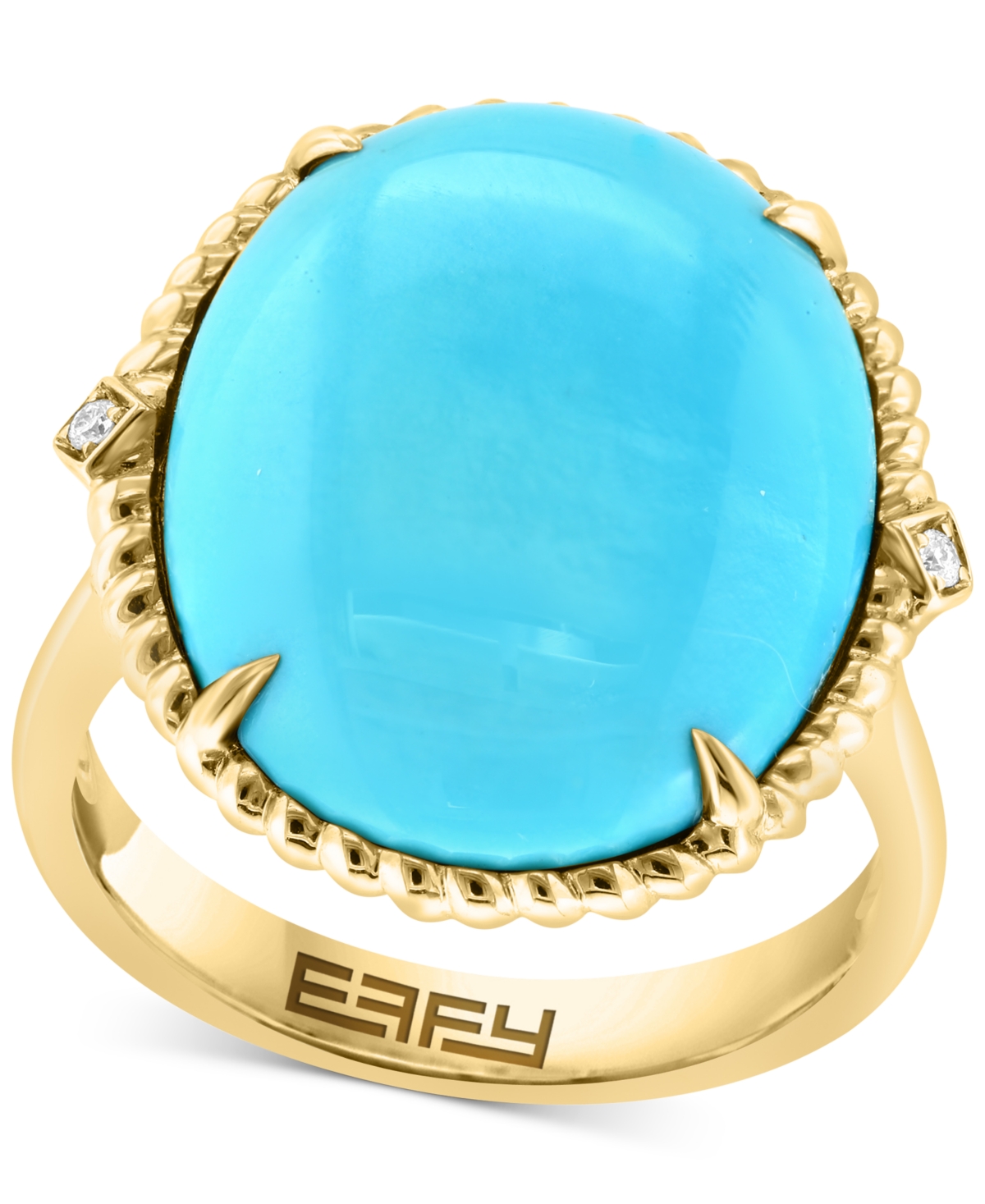 Effy Collection Effy Turquoise & Diamond Accent Rope Frame Statement Ring In 14k Gold In Yellow Gol