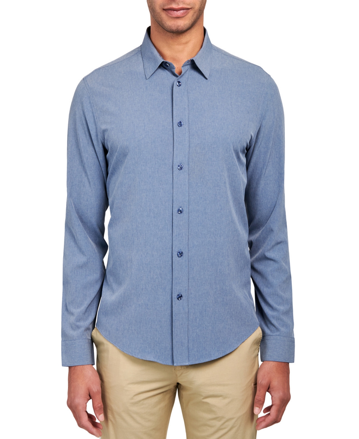 Brooklyn Brigade Men's Dante Non-Iron Performance Stretch Moisture-Wicking Solid Button-Down Shirt
