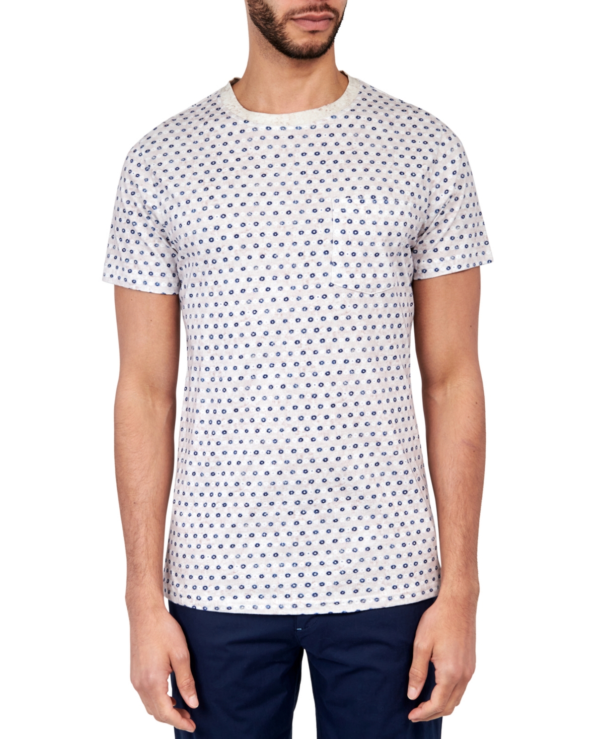 Men's Bassett Slim-Fit Floral Pocket T-Shirt - Pink