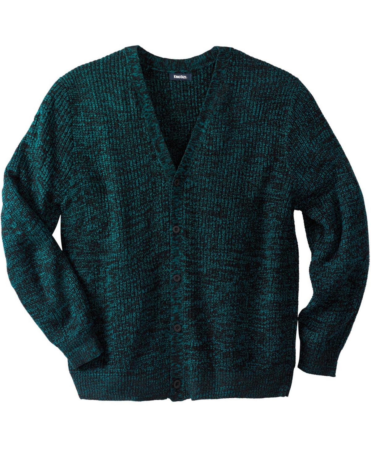 Big & Tall Shaker Knit V-Neck Cardigan Sweater - Black