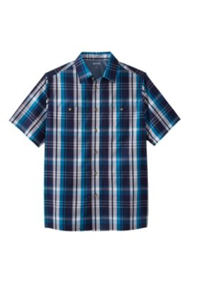 Big & Tall Plaid Wrinkle-Resistant Short Sleeve Button Down