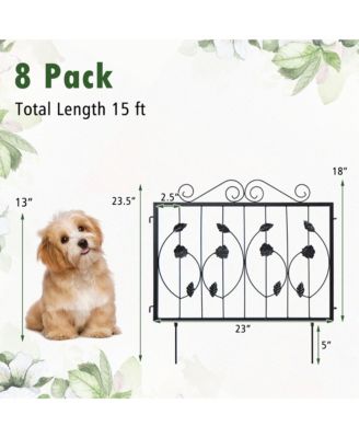 Decorative Garden Fence with 8 Panels Outdoor Animal Barrier Landscape Border