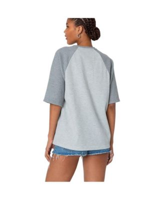 Women's Oversized Raglan Waffle T Shirt