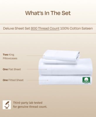 Luxury Bed Sheets Set - 800 Thread Count 100% Cotton Sheets, Deep Pocket, Soft, Cool & Breathable - King
