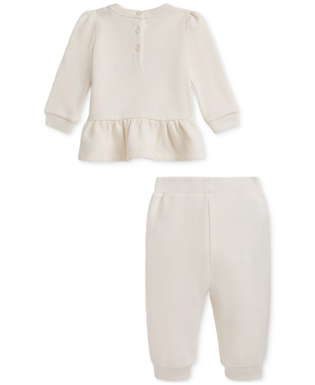 Polo Ralph Lauren Baby Girl Ruffled Fleece Sweatshirt & Jogger Pant Set