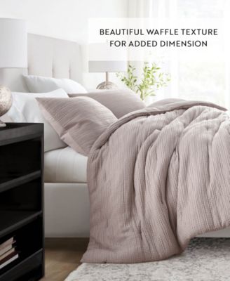 Waffle Textured 3-Piece Comforter Set, Full/Queen