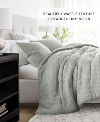 Waffle Textured 3-Piece Comforter Set, Full/Queen