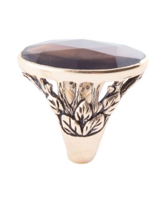 Enchanted Smoky Quartz Golden Bronze Oval Ring