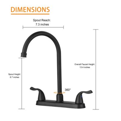 Kitchen Sink Faucet With 2 Handles, 3-Hole Installation, Matte