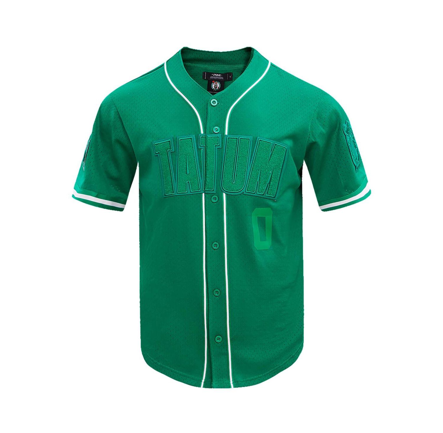 Men's Jayson Tatum Kelly Green Boston Celtics Triple Tonal Mesh Button-Up Top