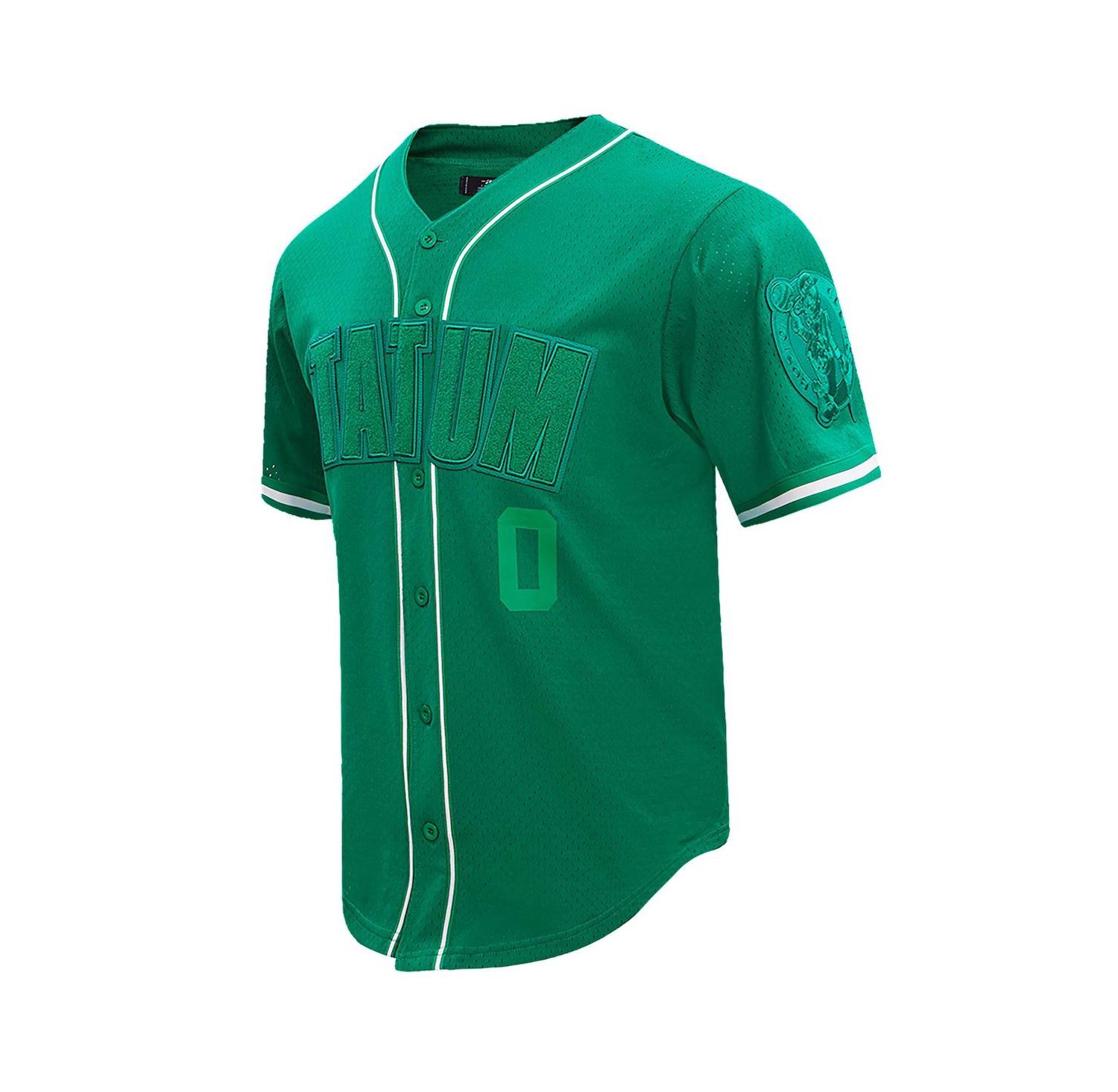 Men's Jayson Tatum Kelly Green Boston Celtics Triple Tonal Mesh Button-Up Top