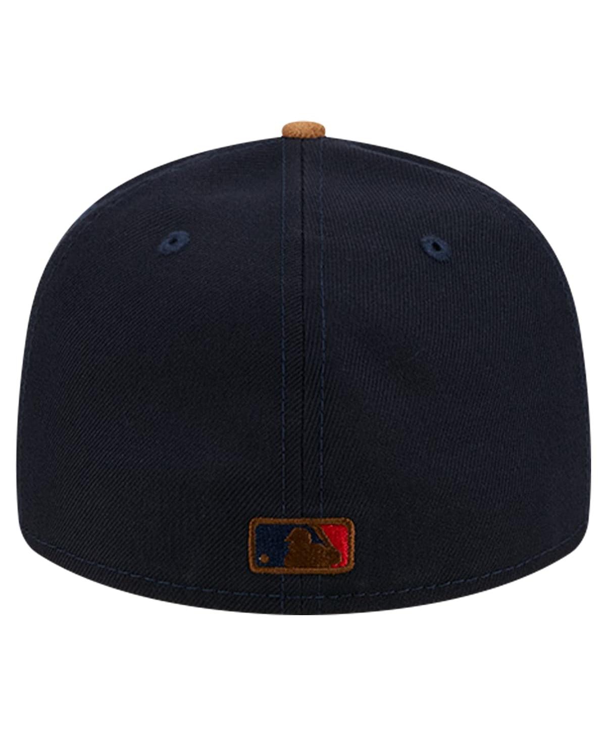 New Era Men'sAtlanta Braves Team Suede Visor Low Profile 59FIFTY Fitted Hat - Navy