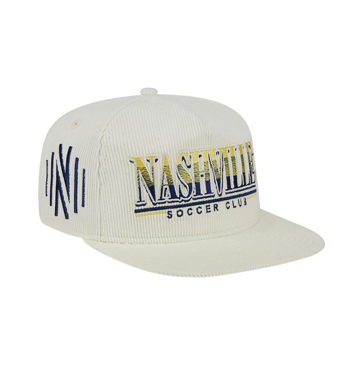 Мужская кепка New Era White Nashville SC Throwback Corduroy Golfer Adjustable Hat — фото 1