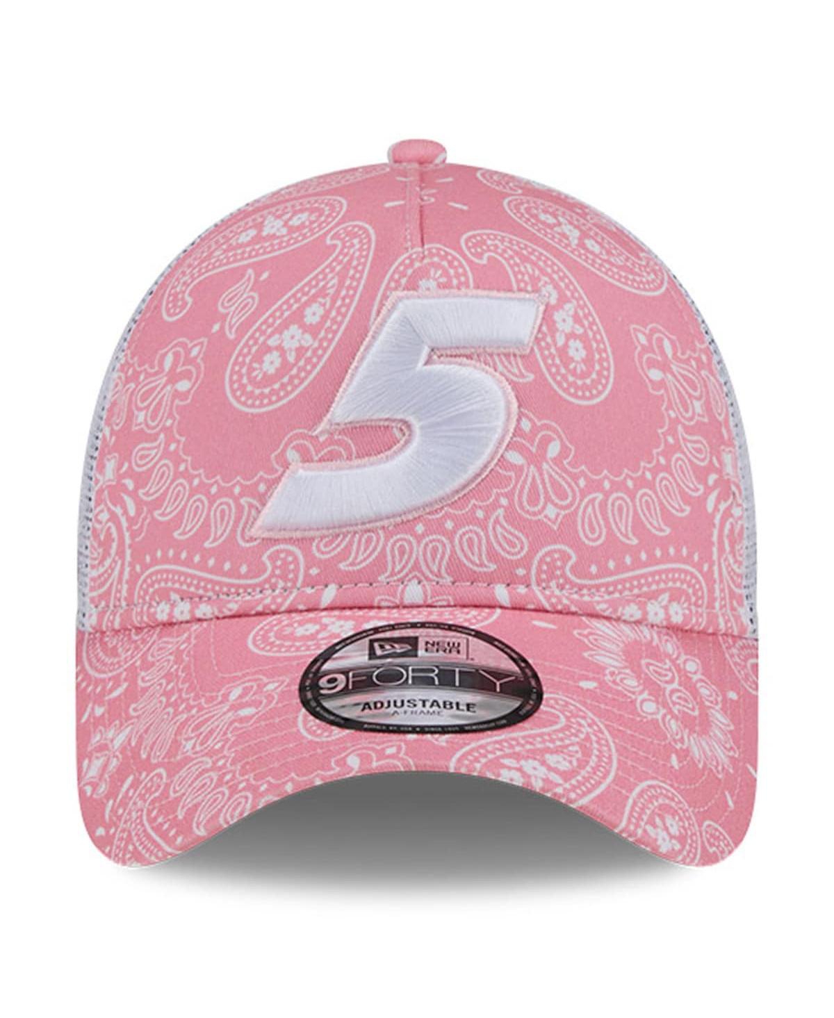 New Era Men's Pink Kyle Larson 9forty A-frame Trucker Paisley Adjustable Hat In Pink