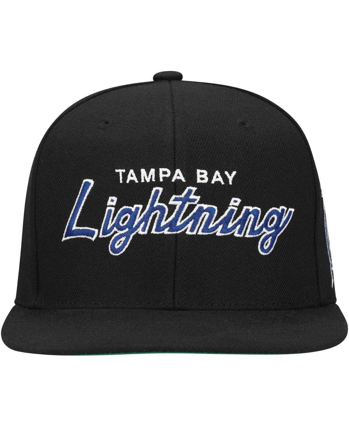 Mitchell & Ness Men's Black Tampa Bay Lightning Core Team Script 2.0 Snapback Hat