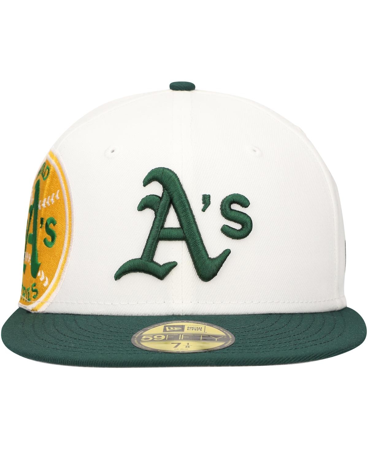 New Era Men'sGreen Oakland Athletics Major Sidepatch 59FIFTY Fitted Hat - White, Green