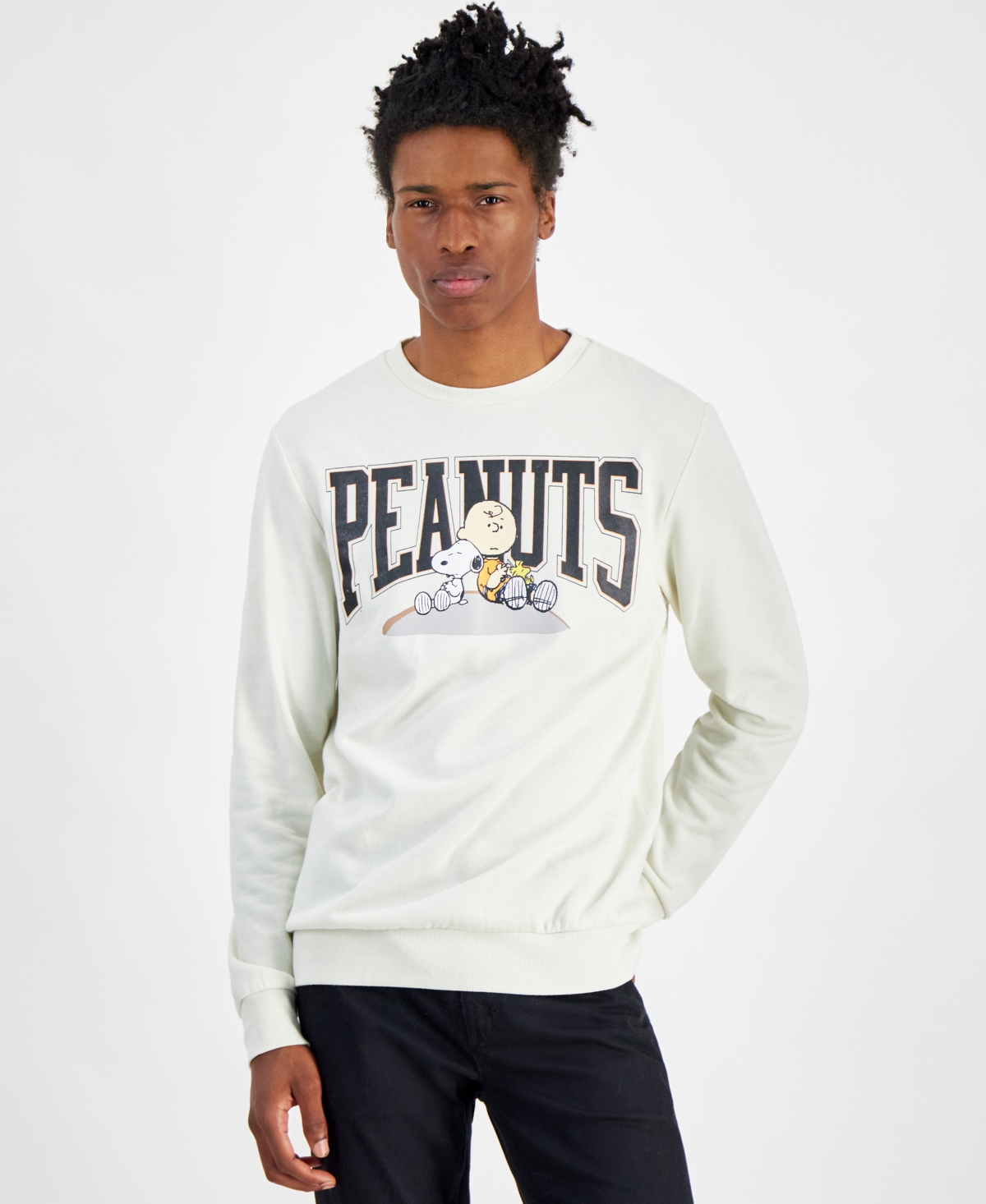 Men's Peanuts Hilltop Regular-Fit Printed Fleece Sweatshirt - Grey